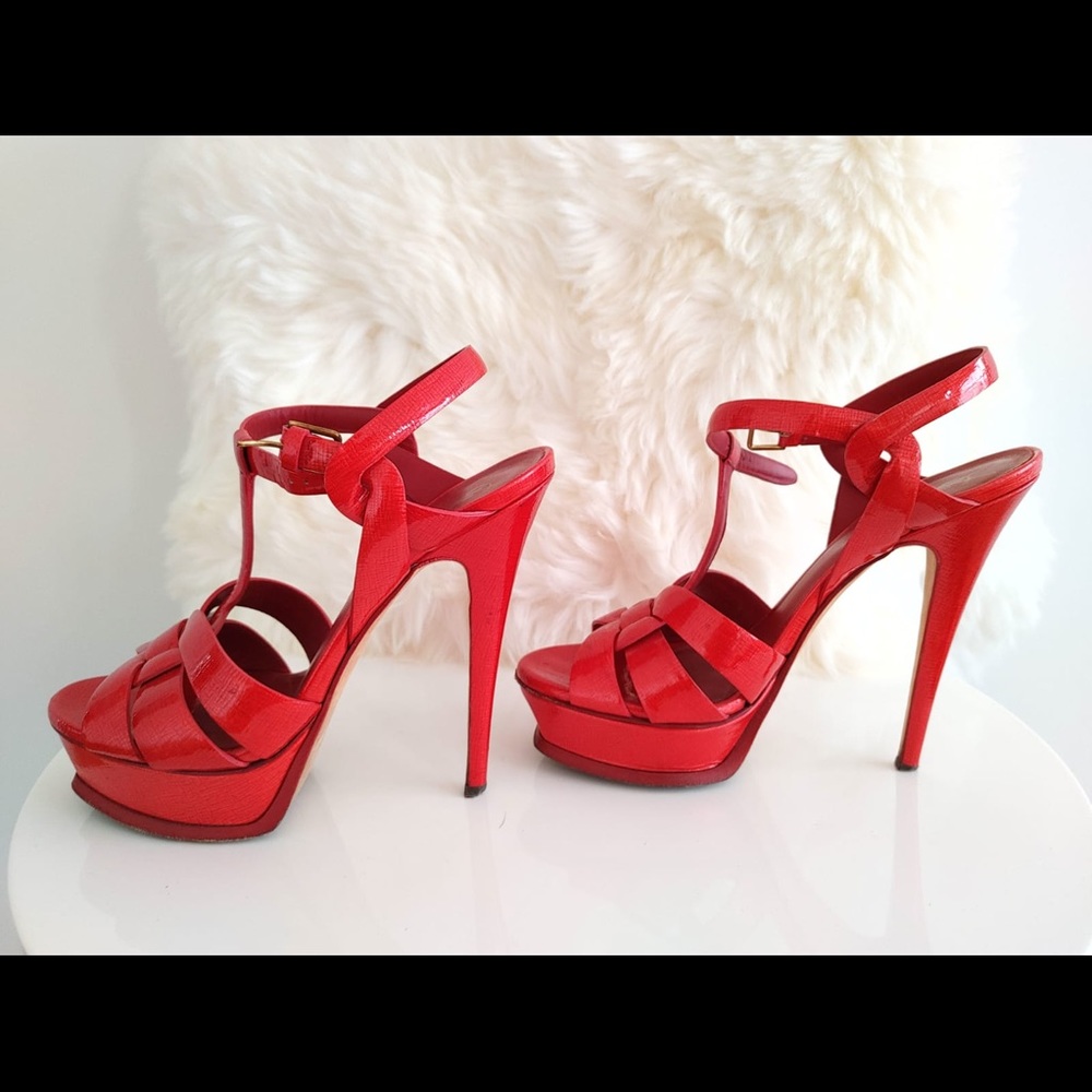 Red Patent Leather YSL Tribute Sandals size 37 - Picture 6 of 6